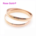 Polished rose gold minimalist stainless steel 8mm wide round bangle bracelets for women - Width 8mm Inner Diameter 60mm / [2 Rings] Rose Gold