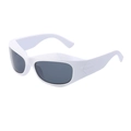 Steampunk Y2K sports sunglasses featuring a thick white frame and dark grey lenses - C5 White Full Grey
