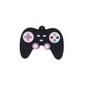 Miniature black gamepad charm made of soft PVC with colorful buttons for keychains - Black Pink Cross
