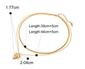 Collana a doppio strato placcata oro 18k con pendente a cuore di perle e catena a serpente - Collana a Doppio Strato con Cuore e Perle / Oro