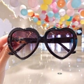 Kids heart-shaped sunglasses with black glossy frames and purple gradient lenses - Black Heart