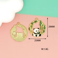 Ciondolo panda e bambù in lega per gioielli fai-da-te con cornice dorata tonda - 8 Panda con Foglia di Bambù