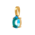 Exquisiter vergoldeter ovaler blauer Geburtsstein-Anhänger für DIY-Schmuckherstellung - Gold / Aquablauer Zirkonia