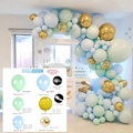 126pcs balloon arch kit with macaron mint green blue and 4D gold latex balloons - Mint Green Blue Gold Mirror Style (Set 027)