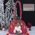 Sac cadeau Père Noël en peluche rouge avec cordon de serrage, taille 38x22 cm - Sac de Père Noël en Peluche Similicuir