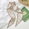 Floral print twilly scarf with colorful small flowers and light pink border decoration - Apricot Small Floral