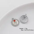 Silver alloy tulip pendant with red rose relief and pearls, size 19.5x16.5mm - 3# Pearl Tulip