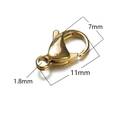 18k gold plated stainless steel 11mm lobster clasp for DIY jewelry making - 11mm / Gold