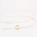 Corda in vita intrecciata bianca fatta a mano con fibbia dorata e nappa fine - Beige