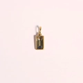 Gold stainless steel birthstone charm with emerald green zircon for DIY jewelry - December Birthstone Pendant / Gold