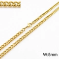 Men's 5mm gold stainless steel curb chain necklace with lobster clasp and high polish - 5MM Gold / Necklace 45cm