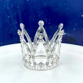 Mini corona d'argento per torta con strass bianchi scintillanti e cuori cavi - Strass Corona da Dito Argento
