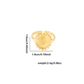 Detail view of gold woven sunburst medallion ring with size 1.6cm and weight 2.4g - Adjustable Open / Star Medal Style (TYGR0267)