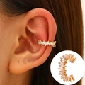 Gold ear cuff with marquise-cut white zircon, non-piercing C-shaped luxury jewelry - KC Gold - Marquise Zircon Style (S384)