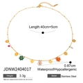 Collana in acciaio inossidabile placcato oro 18 carati con ciondoli cuore e fiori - Collana di Perline a Cuore e Fiore in Acciaio Inossidabile Dorato (JDNW2404017)