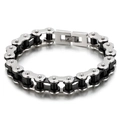 Pulsera para hombre de 11mm en acero inoxidable negro y plata estilo cadena de moto - 23cm Plateado y Negro Bicolor (KB43130-D)