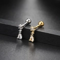 Screw back cartilage earrings in silver and gold plating with teardrop zircon crystals - Pear Zirconia Dangle