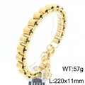 Men's gold stainless steel box chain bracelet featuring a bamboo style link design - Gold Color (KB205844-ZCG)