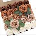 Artificial foam PE roses in gradient earth tones set for home decor and weddings - Gradient Caramel
