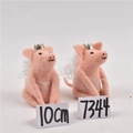 Maialini pendenti in feltro di lana rosa con corone dorate e ali d'argento, misura 10cm - Maialini Alati in Feltro (Gruppo 06)