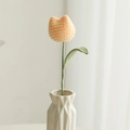 Handmade orange crochet tulip flower with green stem in a minimalist white vase - Plump Tulip (Single) / Yellow