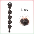 Messy bun hair claw extension in natural black synthetic fiber with elastic band - Bubble Braided Ponytail / Natural Black