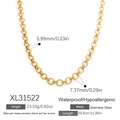 18K gold plated stainless steel chain necklace with double interlocking rings style - XL31522-Gold Interlocking Necklace