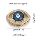 Detailed view of evil eye copper pendant with zircon inlay and product measurements - YSN034-10 (White Glaze Blue Eye)