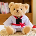 Ours en peluche Taekwondo mignon portant un dobok blanc avec ceinture rouge de sport - Ours Taekwondo - Ceinture Rouge (Sans Logo) / 25cm
