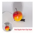 Detail of red apple hair clip with 4cm width and 5cm height on black alligator clip - Red Apple Style