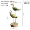 Modern minimalist hand-painted wooden bird ornaments in yellow and green tones - Set of 2 Painted Bird Ornaments