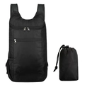 Foldable black lightweight travel backpack made of tear-resistant nylon with storage pouch - Black