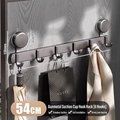 Gunmetal grey vacuum suction cup rack with 6 metal hooks for bathroom wall storage - Gunmetal Gray Single Hook-6 Hooks