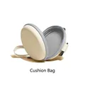 Foldable circular cushion storage bag with zip closure in off-white and grey finish - Foldable Air Cushion Box