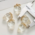Transparent resin strawberry pendants with pearls and gold leaf showing actual size - Clear White