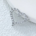 Connecteur pendentif cœur en argent avec cristaux de zircone cubique micro-pavé - Cœur à Double Anneau-Argent