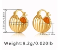 Detailed view of pumpkin-shaped gold metal earrings with size 2.05cm and weight 9.2g - Pumpkin Stripe Hoop Style (KE1214) / 18K Gold