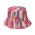 Colorful bucket hat with mixed patterns including tiger stripes and leopard print - M (56-58cm) / Patchwork Graffiti Leopard Print (E)