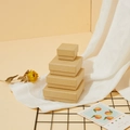 Natural kraft paper jewelry gift box set with four sizes in a cozy lifestyle setting - 5x5x3.5cm With Sponge / Light Kraft