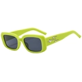 Gafas de sol rectangulares verde lima con tachuelas de estrella plateadas en montura - Montura Verde Lentes Grises