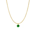 Golden necklace with a round green gemstone pendant for women in a minimalist style - May