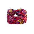 Red paisley print yoga headband for women with a stylish twisted knot design - Red Retro Paisley