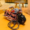 Miniature motorcycle keychain in rose gold metal with vibrant comic style graffiti art - Alloy Pull-back Motorcycle - Pink