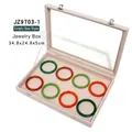 Beige jewelry display box with glass lid and 8 slots for bracelets and bangles - Empty Case - Beige