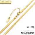 Gold plated stainless steel snake chain necklace for unisex wear 600mm x 3mm size - 3mm x 60cm / Gold