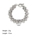 Vintage-Armband aus Edelstahl im Uhrenketten-Stil mit T-Verschluss, 17 cm Silber - Stahlfarben