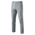 Detailed view of gray linen-cotton men's trousers with button fly and seam texture - EU 31 / Grey Green