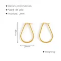 Guide des dimensions pour boucles d'oreilles créoles texturées en acier plaqué or 18K - Or 18K / Doré