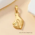Ciondolo a forma di cuore con dita in acciaio inox dorato, charm fai-da-te 23x12mm - 161-Gesto del Dito a Cuore Dorato