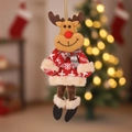 Adorno de reno de felpa navideño con suéter rojo de copos para decorar el árbol - Alce